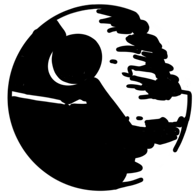 a black and white drawing of the Second Death Star.